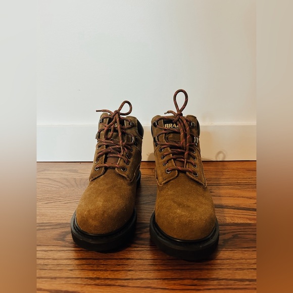 Brazos Work Force Womens Steel Toe Brown Leather Safety Boot, Size 6 - Picture 2 of 8